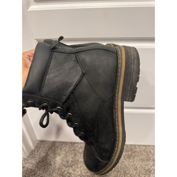 The Rail Leather Black Boots Lace Side Zip Up Biker Combat Size 41 - Picture 4 of 8